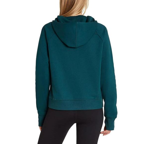 Danskin Half Zip Hoodie Relaxed Fit Dark Sea Green Kangaroo Pocket Size Large L - Picture 2 of 8